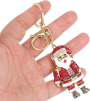 Christmas Keychain: Rhinestone Santa Claus Keychain, Christmas